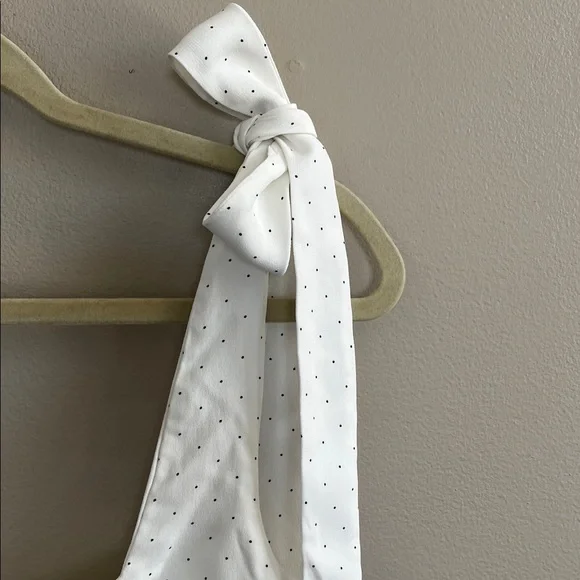 Alexis Lincoln Bow Jumpsuit in white with Polka Dot print Size medium
